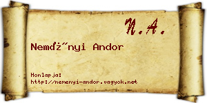 Neményi Andor névjegykártya